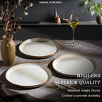 HaWare Stoneware Dinner Plates Set of 6, 10" Heavy Duty Ceramic Plates, Reactive Glaze Dinnerware for Home Restaurant, Chip and Scratch Resistant, Microwave and Dishwasher Safe, Reactive Pearl White