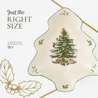 Spode Christmas Tree Serving Dish, 9-inch Tree-Shaped Bowl, Fine Earthenware, Dishwasher Safe, Decorative Christmas Serveware, Festive Tableware, Holiday Entertaining, Christmas Home Décor