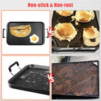 Vayepro Stove Top Flat Griddle, 17 Inch 2 Burner Griddle Pan for Stove Top Grill, Aluminum Pancake pan, Non-Stick Charcoal Grill For Outdoor/Camping