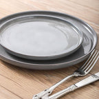 Ceramic Dinner Plates Set of 4,Stoneware 8 Inch,Microwave,Dishwasher and Oven Safe,Porcelain Dessert Plates for Pasta,Salad and Steak,Dishes Set for Kitchen,Scratch Resistant,Gray