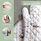 Maison d' Hermine 100% Cotton Oven Mitt & Pot Holder Set (7.5"x13" & 8"x8") Heat Resistant BBQ Cooking Gloves with Loop, Grilling, Kitchen, Handling Hot Pans Spring/Summer (Meadow Florals - Brown)