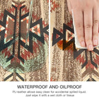 QIYI Placemats Set of 4, 12x18 Inch PU Leather Place Mats for Kitchen Dinning, Heat Resistant Anti Slip Brown Table Mats, Waterproof Wipeable Washable Placemat Party Table Décor, Geometric Motifs