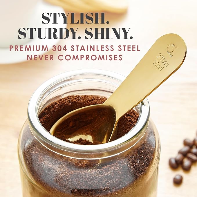 Apace Living Coffee Scoop (Set of 2) - 2 Tablespoon (2 Tbsp / 1/8 Cup / 1 oz) - The Best Stainless Steel Measuring Spoons for Coffee, Tea, and More