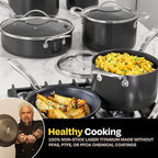 Guy Fieri's Flavortown Laser Titanium 12 Piece Set - Non-stick Cookware Set Without PFAS, PTFE, or PFOA, 3x More Durable, Dishwasher Safe, Oven Safe
