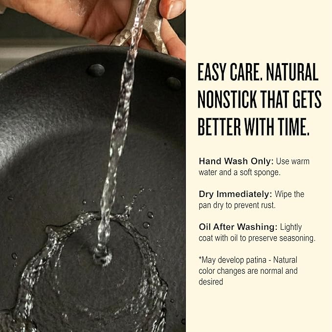 Alva Artist 9.5” Carbon Steel Frying Pan – Naturally Nonstick & No PTFE, PFOA, PFAS – Chef-Grade Heat Control for Even Cooking – Oven & Induction Safe – Easy to Clean & Built to Last a Lifetime