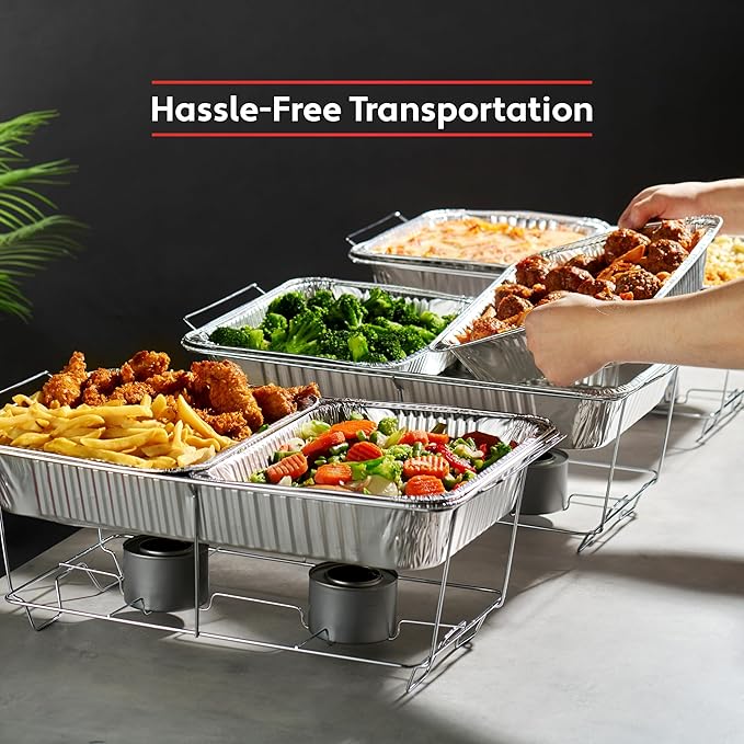 Munfix 30 Pack Aluminum Pans Disposable 9x13 Baking Chafing Trays - Deep Half Size Oven Steam Table Tin Foil Pans - Extra Heavy Duty Foil Pans for Heating, Roasting, Cooking, Storing Food