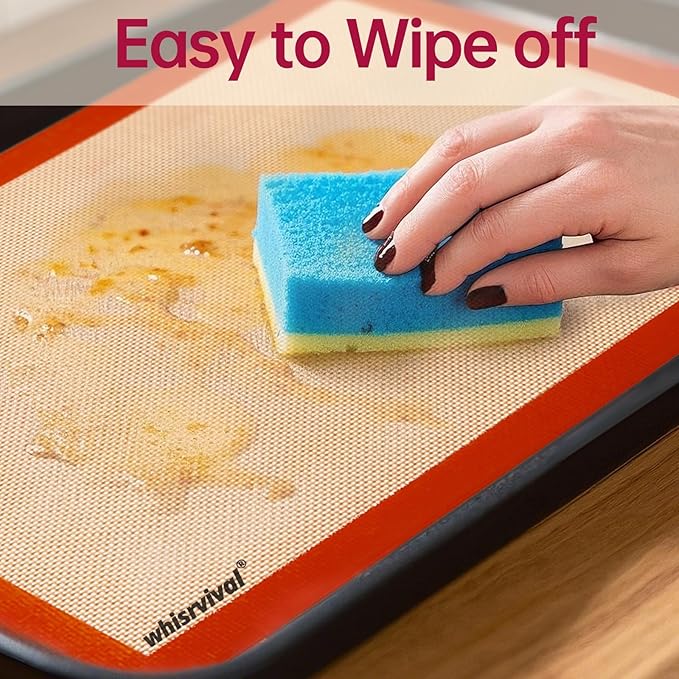 4 Pcs Half Sheet Silicone Baking Mat, Non-Stick, Food Safe Silicone Mats for Baking Cookies, Macarons, Vegetables, 480℉ Heat Resistant (Red&Yellow&Green&Orange)