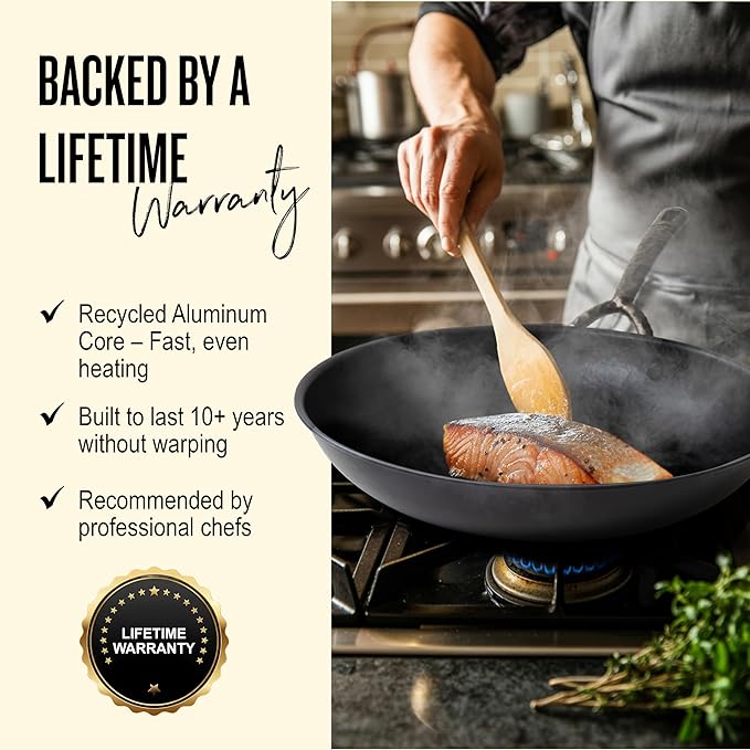 Alva Artist 11” Carbon Steel Frying Pan – Naturally Nonstick & No PTFE, PFOA, PFAS – Chef-Grade Heat Control for Even Cooking – Oven & Induction Safe – Easy to Clean & Built to Last a Lifetime