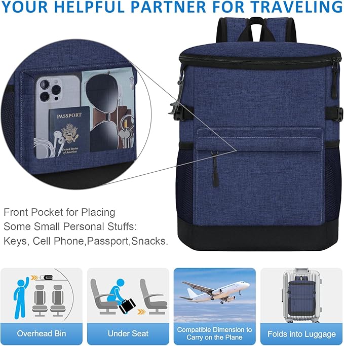 Cooler Backpack 33 Cans Backpack Coolers Insulated Leak Proof Soft Beach Cooler Bag for Men Women Ice Chest Backpack Camping Hiking Picnic Travel Cooler Lunch Backpack