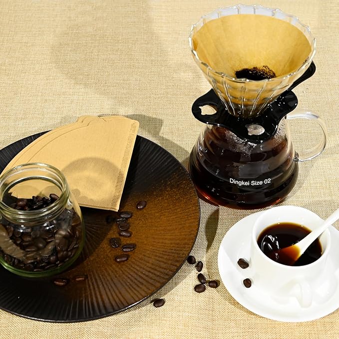 200 Count Cone Coffee Filters Size 02, Coffee Filters 2 Cone Paper, Pour Over Filters Compatible with V60 Dripper and Drip Coffee Maker, Unbleached Natural Brown