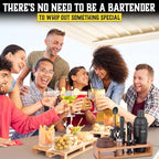 Bartender Kit with Whiskey Smoker - 13 pcs, Bamboo Stand - Bar Set with Cocktail Shaker, Bartending Kit with Essential Bar Accessory Tools, Wood Chips, Black Matte