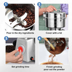 2000g Electric Grain Mill Grinder, 304 Stainless Steel Flour Mill, 3600W High Speed Spice Grinder, Electric Grain Mill for Dry Wheat, Oats, Corn, Pepper and Coffee Beans