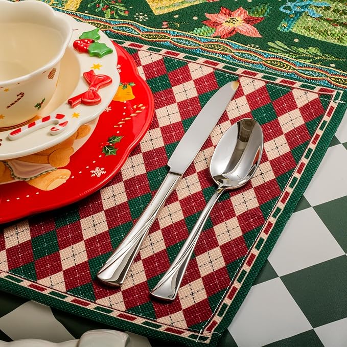 Alata Alice 30-Piece Silverware Set Stainless Steel Flatware Set,Service for 6,Mirror Polished Cutlery Set,Dishwasher Safe