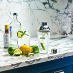 Glass Cocktail Shaker, Martini Shaker with Stainless Steel Lid & Strainer, Bartender Professional Bar Mixing Glass Pitcher Tool Set for Stirring Cocktails, Margarita, Whiskey, Alcohol Drinks, 16oz.