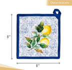 Maison d' Hermine Pot Holders 100% Cotton Heat Resistant Potholders 8" x 8" Hot Pads with Loop BBQ, Cooking, Baking, Grilling, Kitchen, Handling Hot Pans Spring/Summer (Pack of 1, Citrus)