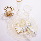 WDF 120PCS Gold Plastic Plates- Disposable Gold Glitter Plates, Premium Heavy Duty 60-10.25" Dinner Plate and 60-7.5" Salad Plate for Thanksgiving Parties &Wedding