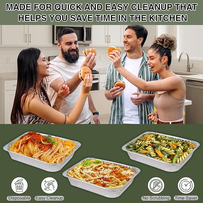 INFINITY EL Disposable Aluminum Foil Pans 10 Pack | Full Size 20.5" x 13" x 3" Deep Disposable Pan, Aluminum Baking Pans | Heavy Duty Foil Pan for Roasting Turkey, Lasagna, Thanksgiving, Christmas