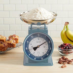Taylor Mechanical Kitchen Weighing Food Scale with Bowl, Weighs up to 11lbs, Measures in Grams and Ounces, Food Scales for Kitchen, Storm Blue