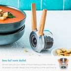 Dreamfarm Ortwo Original Ergonomic 1-or-2-Handed Re-Fillable Pepper, Spice, Seed, Coffee Mill with 6 Grind Settings - 2oz Beechwood