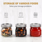 12PCS Wide Mouth Mason Jars 16oz with Airtight Lids and Bands, Canning Jars with Crystal Glass for Food Storage, Spice Jars, Canning, DIY Projects, Jam, Jelly, Honey, Preserving, Drinking