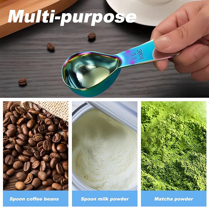 1 Pcs Coffee Scoop, 2 Tablespoon Measuring Spoon for Ground Coffee, Durable Stainless Steel, Easy to Use and Clean(Colorful）, Send Goods from Local Warehouse