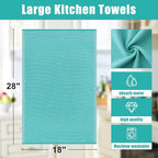 Homaxy Premium Kitchen Towels(18”x 28”, 8 Pack), Large Cotton Kitchen Hand Towels, Flat and Terry Dish Towels, 380 GSM Highly Absorbent Tea Towel Set with Hanging Loop, Teal
