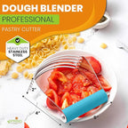 Spring Chef Large Dough Blender for Baking, Heavy Duty Dough Cutter Tool, Stainless Steel Puff Pastry Cutter Tool with Sharp Blades, Dishwasher Safe Manual Pastry Blender for Easy Mixing - Teal
