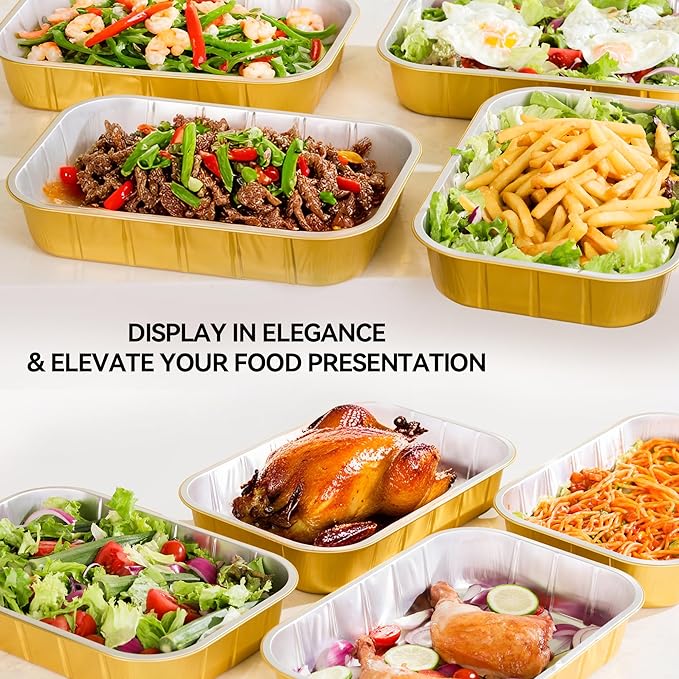 Aluminum Foil Pans with Lids (15 Pack with Lids),9x13,Heavy Duty Aluminum Pans, Disposable Aluminum Pans,Gold Foil Pans,Deep Container for Heating, Baking,Cooking,BBQs,Parties, Storing,118oz