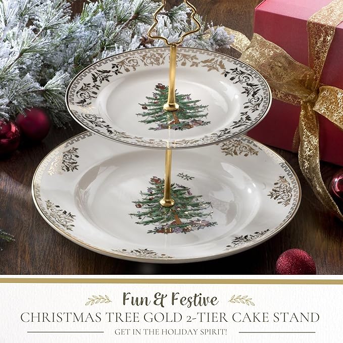 Christmas Tree Gold Cake Stand
