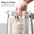 Electric Kettle, 1.5L Borosilicate Glass Hot Water Kettle Electric & Tea Kettle for Coffee or Tea, BPA Free, Auto Shut-Off, Stainless Steel, White, 1200w