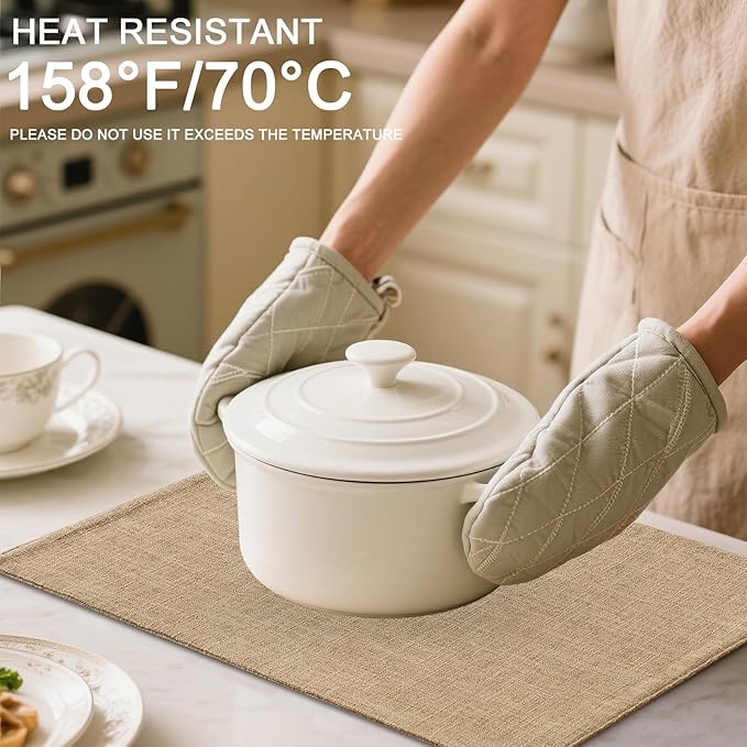 Homaxy Cloths Placemats for Dining Table Set of 4, Heat Resistant Washable Cotton Linen Blend Table Mats, Easy to Clean Place Mats for Indoor Outdoor Party Kitchen Decoration, 13" x 19", Flaxen