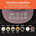 Titanium Hot Tea Maker Glass Electric Kettle with Infuser and Temperature Control,1.5L Tea Maker & 1500W Rapid Boiling,Programmable Control for your Favorite Teas and Coffee-Brown