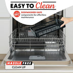 Gourmia Smokeless Indoor Grill & Air Fryer with Recipe Book – Electric Grill for Indoor Use, 5‑in‑1 Countertop Cooker, Cast-Iron Grate, 1650W, Glass Lid, Dishwasher-Safe Plates