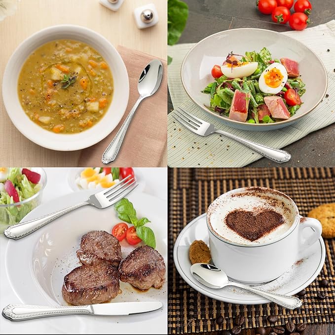 Heavy Duty Silverware Set for 4, Barenthal 20 PCS Luxury Retro Flatware Set Mirror Finish Dishwasher Safe, 18/10 Stainless Steel Silverware Flatware Sets for Home Restaurant Party Christmas Gift