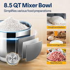 VIVOHOME 6 in 1 Multifunctional Stand Mixer with 8.5 Quart Stainless Steel Bowl, 660W 10 Speed Tilt-Head Meat Grinder, Juice Blender, Vegetable Slicer, Pasta and Cookie Maker, Black