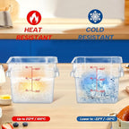 4 Pack 6 Quart Food Storage Containers with Lids, Polycarbonate Square Commercial Food Containers, NSF, Clear, New Version