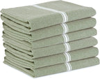 LANE LINEN Kitchen Towels Set - 100% Pure Cotton Dish Towels for Kitchen, Super Absorbent Kitchen Hand Towel, Tea Towels, Soft & Durable Dish Cloths, Pack of 6 – 14”x25”, Olive