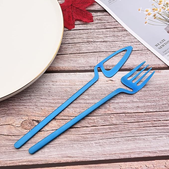 JASHII Flatware Set 32-piece Silverware Set Matte Finished Cutlery Set Service for 8 Include Knife/Fork/Spoon/Coffee spoon Dishwasher Safe (Blue)