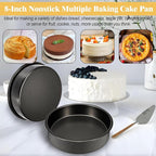8 Inch Cake Pan Set of 3, Nonstick Baking Pans Set with 100PCS Pre-cut Parchment Paper for Layer Cakes, Durable Round Cake Pans Sets for Baking for Birthday Christmas, Dishwasher Safe