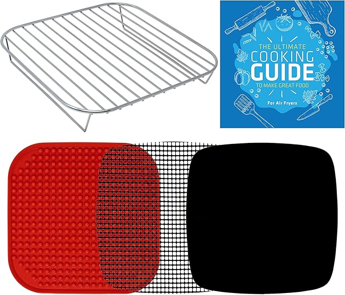 Air Fryer Rack Accessories Compatible with Chefman, Cosori, Gourmia, Instant Pot, Gowise, Paula Deen, Kalorik, Power XL, PowerXL Grill, Nuwave® + More | 8.7 inch Air Fryer Accessory Set