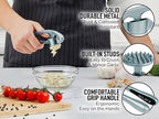 Zulay Kitchen Premium Garlic Press Set - Rust Proof & Dishwasher Safe Professional Garlic Mincer Tool - Easy-Squeeze, Easy-Clean with Soft, Ergonomic Handle - Silicone Garlic Peeler & Brush (Slate)