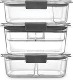 Rubbermaid Brilliance BPA-Free 3 Set Food Storage Containers with Lids, Removable Trays, Airtight, Leak-Proof, Ideal for Meal Prep, Lunch, and Leftovers