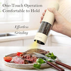 Ultrean Electric Pepper Grinder, Rechargeable Salt and Pepper Grinder with 6 Adjustable Coarseness, LED Light, One-Hand Automatic Operation, Cream