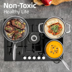 COOKER KING Stainless Steel Cookware Set, Pots and Pans Set Non Stick, Hybrid Ceramic Cookware, Frying Pans, Saucepans & Stock Pot with Glass Lid, Non-Toxic, Oven Safe, Induction Compatible