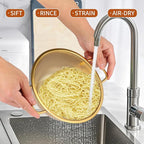 Golden Colander, 3QT Durable Stainless Steel Stainer for Pasta Noodle Rice Food Vegetables, Metal Drainer With Food Grade Surface For Easy Straining(Gold, 3QT)