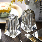 Crystal Salt and Pepper Shakers Set for Table, Small Glass Salt and Pepper Shakers