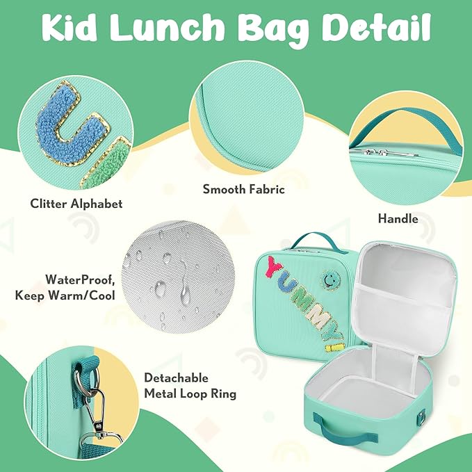 Kids Bento Lunch Box with 12oz Soup Thermo, Kids Leakproof Lunch Food Container with 4 Compartments, Insulated Lunch Bag & Water Cup for Girls Boys to School Travel