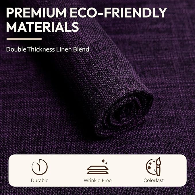 Blue Forest Placemats Set of 6, Dual-Layered Thickened Faux Linen Cloth Place Mats Heat Resistant Machine Washable Wrinkle Free Table Mats Indoor/Outdoor (Purple)
