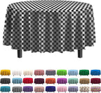 Exquisite Party Solids 12-Pack - Premium Plastic Tablecloth 84 Inch Round Table Cover - Checkered