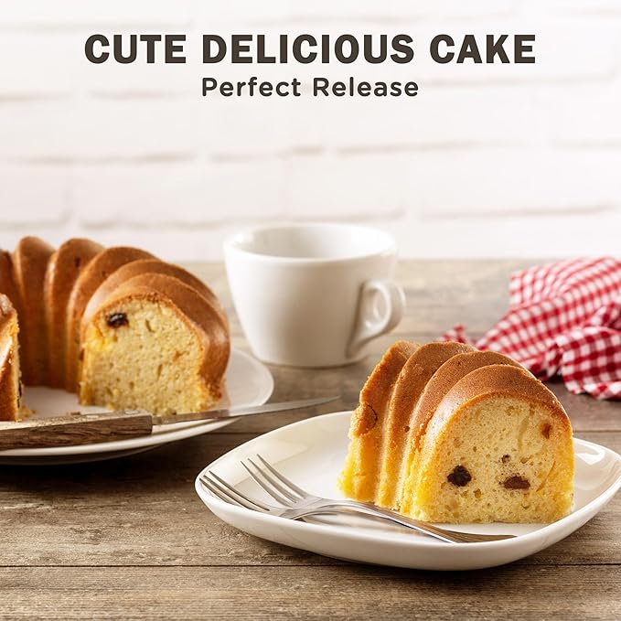 Nonstick Cake Pan, Nonstick Cast Aluminum bunt pan, 9.84” Fluted Tube Pan for Baking Unique Cake, 10 Cup Moldes para Pasteles, Cake Pans for Baking, High-Heat Resistant, Easy to Clean, Silver